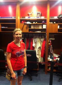 Standing in front of Ruiz's locker in the clubhouse (IN THE PHILLIES CLUBHOUSE!!!) 